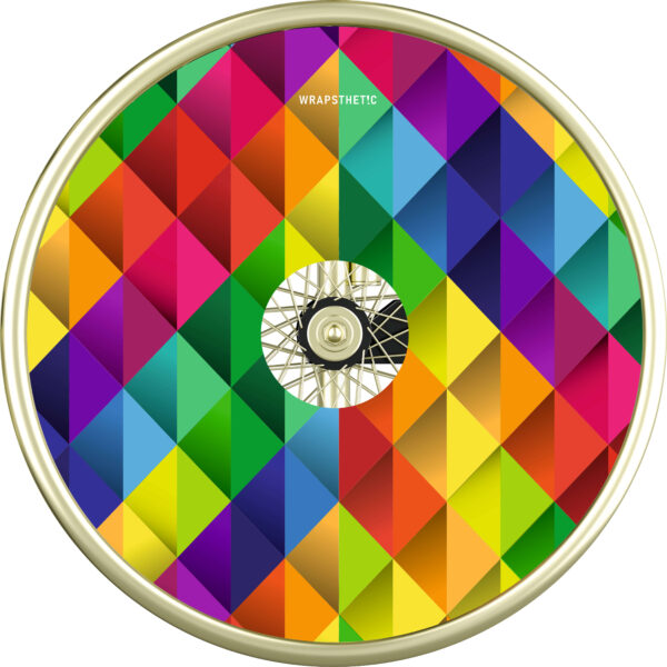 Wheelchair cover in multicoloured 3D squares